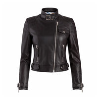 Women Biker Black Leather Jacket