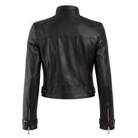 Women Biker Black Leather Jacket