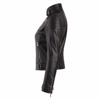 Women Biker Black Leather Jacket