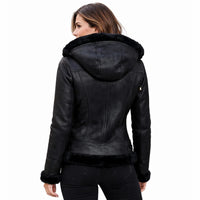Women’s Hooded Shearling Bomber Jacket