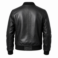 Men’s Black Leather Bomber Jacket – Classic Vintage Flight Style Outerwear
