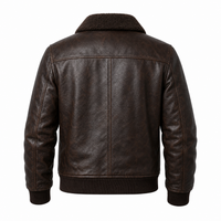 Men’s Dark Brown Leather Aviator Jacket – Sheepskin Inspired Vintage Flight Outerwear