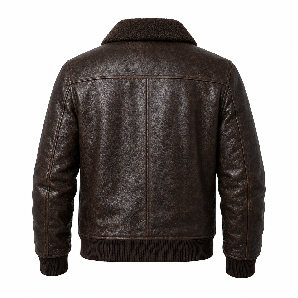 Men’s Dark Brown Leather Aviator Jacket – Sheepskin Inspired Vintage Flight Outerwear