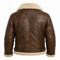 Men’s Brown Shearling Leather Aviator Jacket – Leather Winter Flight Coat
