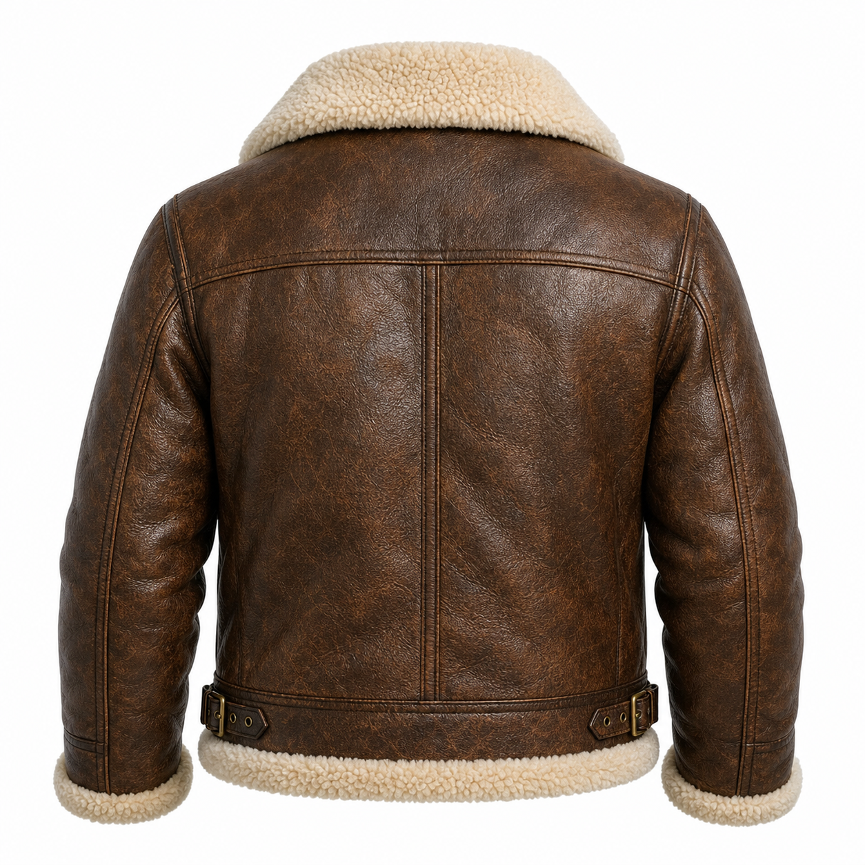 Men’s Brown Shearling Leather Aviator Jacket – Leather Winter Flight Coat
