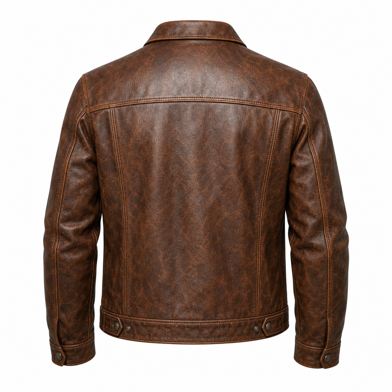 Men’s Vintage Brown Leather Trucker Jacket – Leather Casual Outerwear