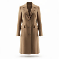 Women’s Classic Camel Wool Blend Coat – Elegant Longline Winter Outerwear