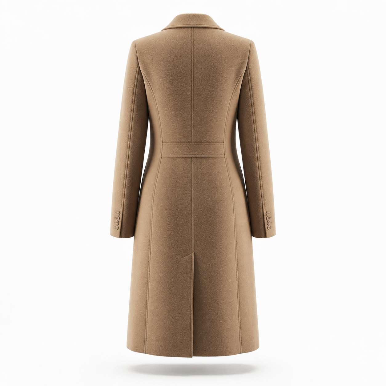 Women’s Classic Camel Wool Blend Coat – Elegant Longline Winter Outerwear