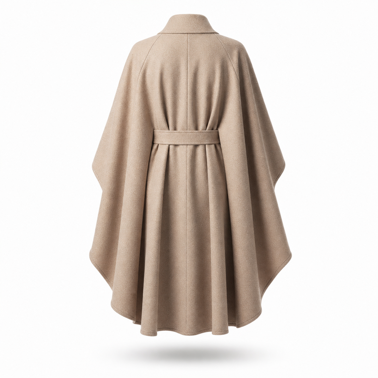 Women’s Wool Blend Cape Coat – Elegant Belted Poncho Style Winter Outerwear