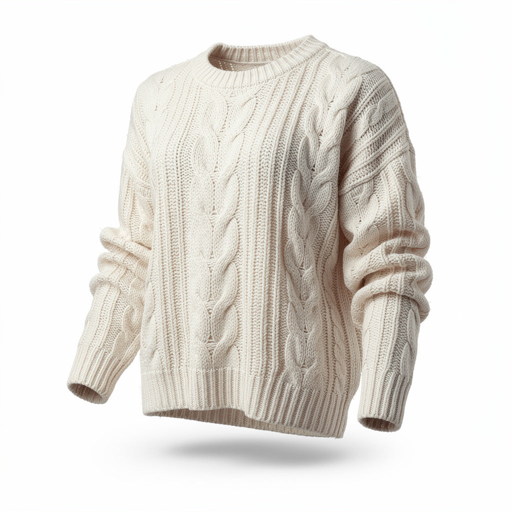 Women’s Handmade Chunky Knit Wool Sweater – Cozy Oversized Winter Pullover
