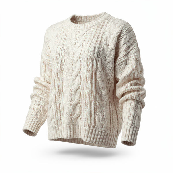 Women’s Handmade Chunky Knit Wool Sweater – Cozy Oversized Winter Pullover