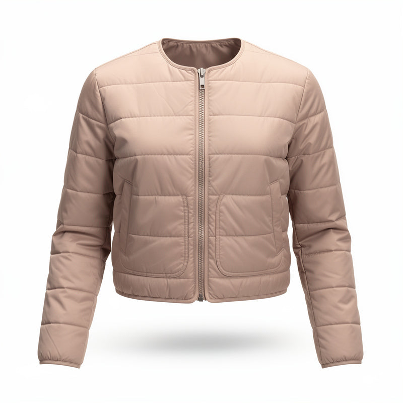 Women’s Quilted Cropped Jacket – Stylish Lightweight Casual Puffer Outerwear