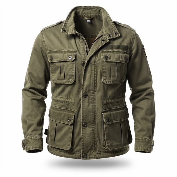 Men’s Canvas Utility Field Jacket – Vintage Workwear Style Casual Outdoor Jacket