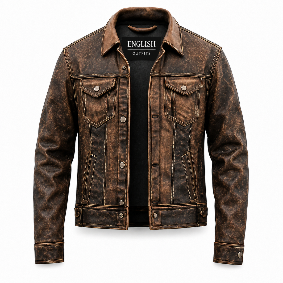 Mens Vintage Fashion Trucker Leather Jacket