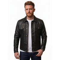 Mens Leather Trucker Jacket