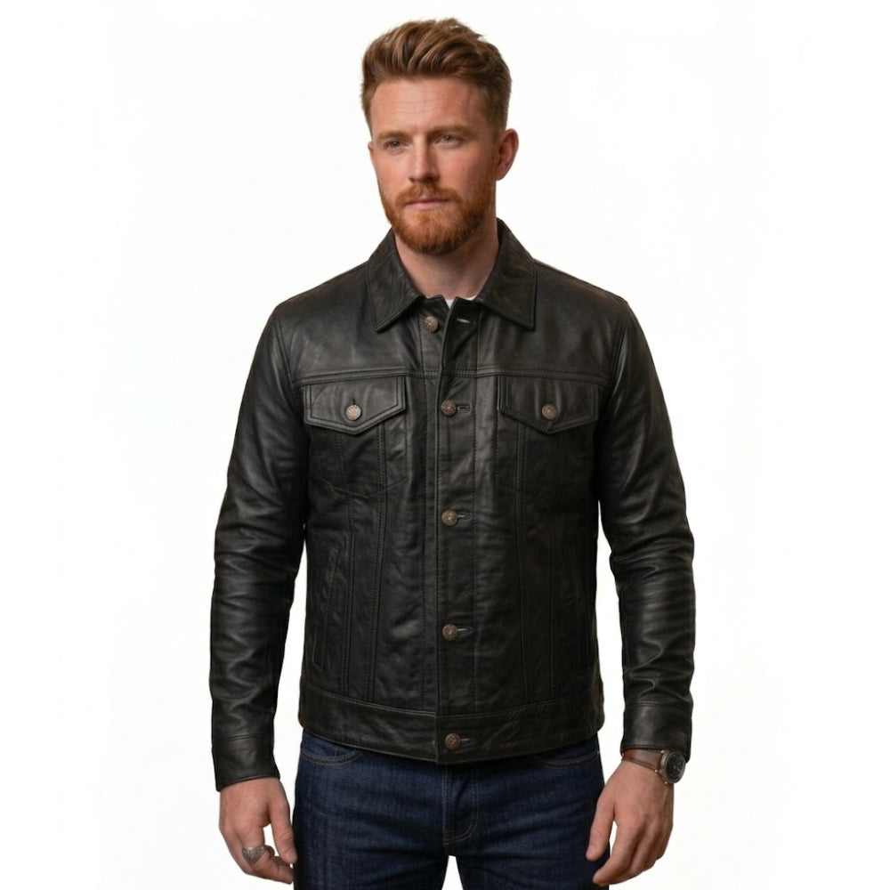 Mens Leather Trucker Jacket