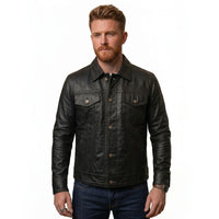 Mens Leather Trucker Jacket