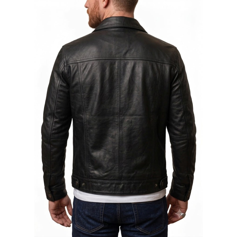 Mens Leather Trucker Jacket