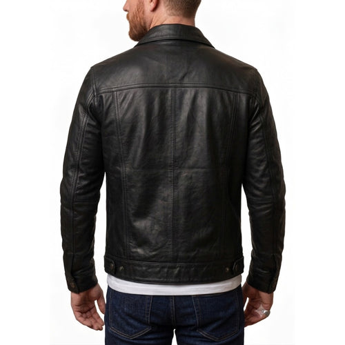 Mens Leather Trucker Jacket