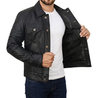Mens Leather Trucker Jacket