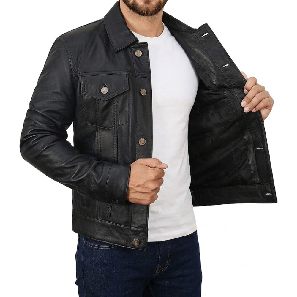 Mens Leather Trucker Jacket