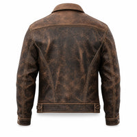Mens Vintage Fashion Trucker Leather Jacket