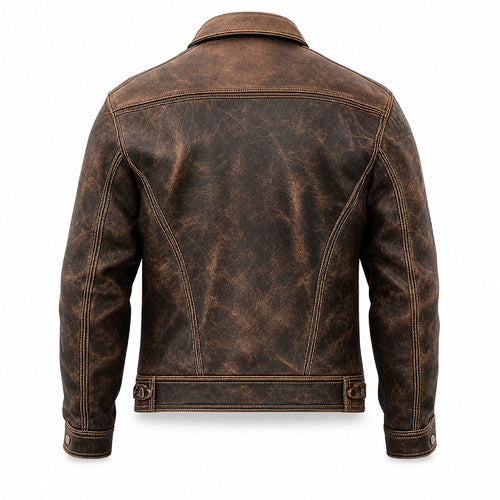 Mens Vintage Fashion Trucker Leather Jacket