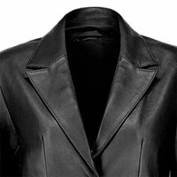 Womens Two Buttoned Leather Blazer