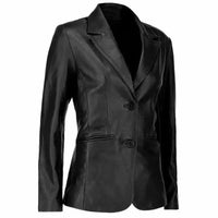 Womens Two Buttoned Leather Blazer