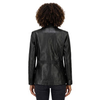 Womens Two Buttoned Leather Blazer