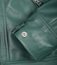 Womens Motorcycle Green Quilted Jacket