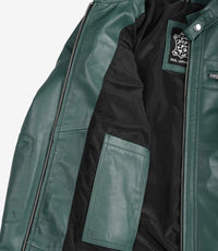 Womens Motorcycle Green Quilted Jacket